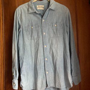 Madewell Chambray Classic Ex-Boyfriend Shirt in Evie Wash Size Medium Like New